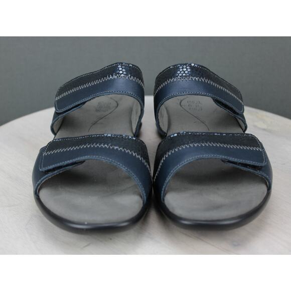 SAS Navy Leather Comfort Sandals Womens 9.5 Adjustable Straps - Picture 2 of 8